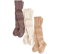 NEXT Fille Collants en coton majoritaire, 3 paires Cream/Neutral 2 Ans-3 Ans