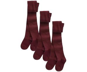 NEXT Fille Collants pour l'école en coton majoritaire, lot de 3 Rouge bordeaux 3 Ans-4 Ans
