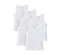NEXT Fille Débardeur Blanc avec liseré en Dentelle | Lot de 5, Coton majoritaire, Forme montante au dos
