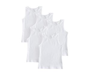 NEXT Fille Débardeur Blanc avec liseré en Dentelle | Lot de 5, Coton majoritaire, Forme montante au dos