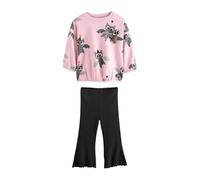 NEXT Fille Ensemble avec Haut à Manches Longues et Bas évasé Pink Halloween Padded Bat 4 Ans-5 Ans