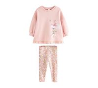 NEXT Fille Ensemble legging et sweat avec ourlet à volant Pink Floral Fairy 18 Mois-24 Mois