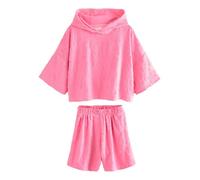 NEXT Fille Ensemble short et sweat à capuche de plage en tissu éponge coordonné Pink Flower 8 Ans