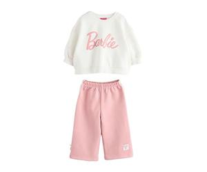 NEXT Fille Ensemble sweat Barbie et pantalon de jogging large Cream/Pink 3 Ans-4 Ans