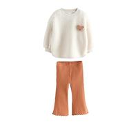 NEXT Fille Ensemble sweat en peau lainée et leggings évasé, 2 pièces Cream Teddy 4 Ans-5 Ans
