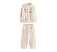 NEXT Fille Ensemble sweat et pantalon de jogging large Ecru Slogan 15 Ans