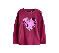 NEXT Fille Haut à Sequins et Manches Longues Burgundy Red Heart 4 Ans