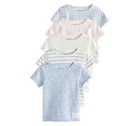 NEXT Fille Haut côtelé à Manches Courtes, Lot de 5 Bleu 2 Ans-3 Ans