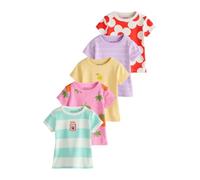 NEXT Fille Haut côtelé à Manches Courtes, Lot de 5 Bright Fruit 6 Ans-7 Ans