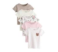 NEXT Fille Haut côtelé à Manches Courtes, Lot de 5 Rose 4 Ans-5 Ans