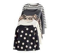 NEXT Fille Haut côtelé à Manches Longues, Lot de 5 Noir/Blanc 4 Ans-5 Ans