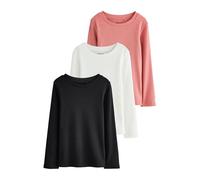 NEXT Fille Hauts côtelés à Manches Longues, Lot de 3 Black/Pink/White 11 Ans
