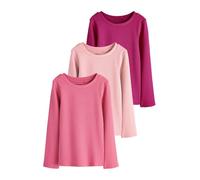 NEXT Fille Hauts côtelés à Manches Longues, Lot de 3 Rose 8 Ans