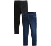 NEXT Fille Jegging à Taille élastique, Lot de 2 Black/Dark Denim 5 Ans