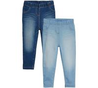 NEXT Fille Jegging à Taille élastique, Lot de 2 Mid Blue/Light Blue Denim 3 Ans