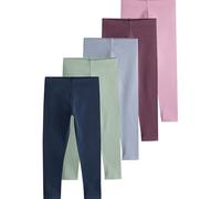 NEXT Fille Legging, Lot de 5 | Enfant, extensible dans les 4 sens, taille élastique, taille moyenne, modèle à enfiler