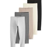 NEXT Fille Legging, Lot de 5 | Enfant, extensible dans les 4 sens, taille élastique, taille moyenne, modèle à enfiler