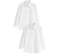 NEXT Fille Lot de 2 Chemises d’école à Manches Longues et col Arrondi Blanc 10 Ans