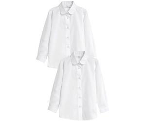 NEXT Fille Lot de 2 Chemises d’école à Manches Longues et col Arrondi Blanc 8 Ans
