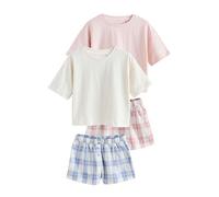 NEXT Fille Lot de 2 Pyjamas avec Bas tissé Pink/Blue Check 6 Ans