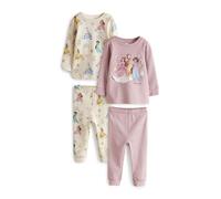 NEXT Fille Lot de 2 pyjamas Disney confortables avec imprimé princesse, Rose/Crème, 74-80