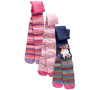 NEXT Fille Lot de 3 collants en coton majoritaire à motif licorne Pink and Navy 3 Ans-4 Ans