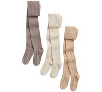 NEXT Fille Lot de 3 collants torsadés en coton majoritaire Oatmeal Cream/Brown 5 Ans-6 Ans