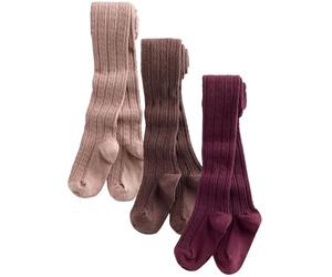 NEXT Fille Lot de 3 collants torsadés en coton majoritaire Pink Berry Red and Chocolate Brown 2 Ans-3 Ans
