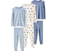 NEXT Fille Lot de 3 Pyjamas douillets à Fleurs Bleu/Blanc 10 Ans