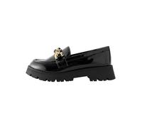 NEXT Fille Mocassins d’école avec chaîne épaisse Black Patent 33