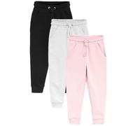 NEXT Fille Pantalon de Jogging Regular en Jersey Doux, Lot de 3 | Coupe standard, Taille mi-haute, Cordon de serrage