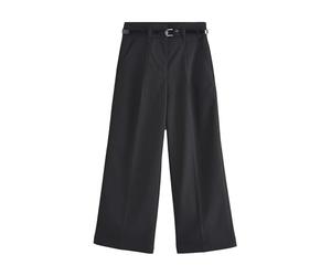 NEXT Fille Pantalon d'école Large avec Ceinture Senior Noir 170
