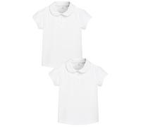 NEXT Fille Polo d’école en Coton Stretch avec col à Volants, Lot de 2 Blanc 7 Ans