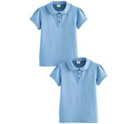 NEXT Fille Polo d’école en Coton Stretch avec col à Volants, Lot de 2 Bleu 9 Ans