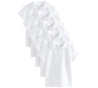 NEXT Fille Polo d’école en Coton Stretch avec col à Volants, Lot de 5 Blanc 9 Ans