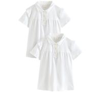 NEXT Fille Polo d’école en Coton Stretch avec Volants aux épaules, Lot de 2 Blanc 5 Ans