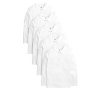 NEXT Fille Polo pour l’école Regular à Manches Longues 100% Coton, Lot de 5 Blanc 10 Ans