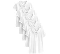 NEXT Fille Polo Regular à Manches Courtes 100% Coton, Lot de 5 Blanc 11 Ans