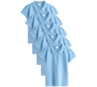 NEXT Fille Polo Regular à Manches Courtes 100% Coton, Lot de 5 | Style polo, Patte de boutonnage à 2 boutons, Col à bord festonné