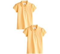 NEXT Fille Polo Standard à Manches Courtes 100% Coton, Lot de 2 Jaune 4 Ans
