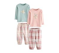 NEXT Fille Pyjama avec Bas tissé, Lot de 2 Pink/Blue Mouse 12 Mois-18 Mois
