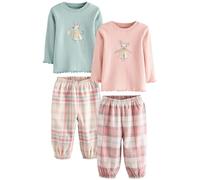 NEXT Fille Pyjama avec Bas tissé, Lot de 2 Pink/Blue Mouse 12 Mois