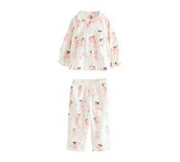 NEXT Fille Pyjama boutonné tissé Ecru/Pink Ballerina 8 Ans-9 Ans