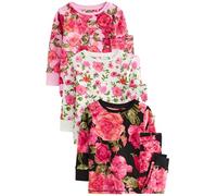 NEXT Fille Pyjama Douillet à Fleurs, Lot de 3 Pink/Black 12 Ans