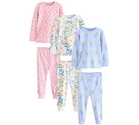NEXT Fille Pyjama Douillet à Fleurs, Lot de 3 Rose/Bleu 12 Mois-18 Mois