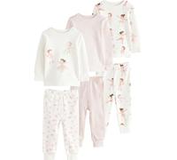 NEXT Fille Pyjama Douillet à Manches Longues, Lot de 3 Pink/Cream Ballerina 7 Ans-8 Ans