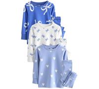 NEXT Fille Pyjama Douillet, Lot de 3 Blue/Cream Bow 3 Ans