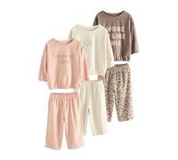 NEXT Fille Pyjama Large, Lot de 3 Ecru/Pink Slogan Print 3 Ans-4 Ans