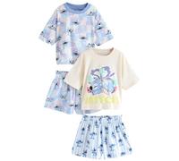 NEXT Fille Pyjama Short Stitch, Lot de 2 Blue/Ecru 4 Ans