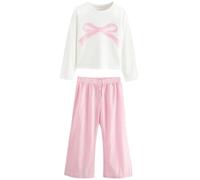 NEXT Fille Pyjamas en Tissu Pink Bow Stripe 7 Ans